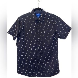 Black with Pineapples Short Sleeve Collared Men’s button down Shirt